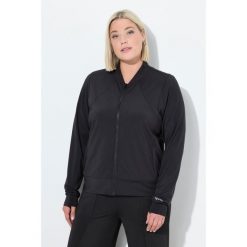 Damskie Bluza dresowa funkcyjna stójka otwór na kciuk z recyklingu. Czarne bluzy Ulla Popken, plus size, bez wzorów, z dresówki, bez kaptura. W wyprzedaży za 223.99 zł.