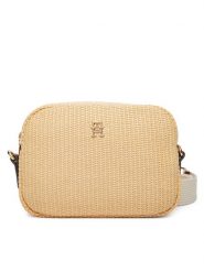 Tommy Hilfiger Torebka Popette Camera Bag Raffia AW0AW18525 Beżowy. Brązowe listonoszki TOMMY HILFIGER, bez wzorów, z syntetyku, bez dodatków. Za 409.99 zł.