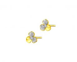 Kolczyki z żółtego złota z diamentami - kwiaty - 0,05 ct - próba 375. Żółte kolczyki Apart, z diamentem, złote. Za 999.00 zł.
