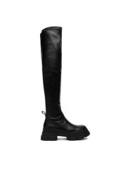 DeeZee Kozaki 1653 Czarny. Czarne kozaki DeeZee, z materiału, bez obcasa, na płaskiej podeszwie, bez zapięcia. Za 249.99 zł.