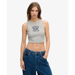 Krótki top waffle Athletic Essentials. Szare bielizna sportowa Superdry, bez wzorów. Za 106.35 zł.