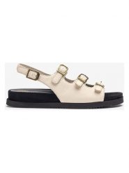 Unisa Skórzane sandały w kolorze kremowym rozmiar: 37. Brązowe sandały Unisa, bez wzorów, klasyczne, z otwartym noskiem, bez obcasa, bez zapięcia. Za 239.99 zł.