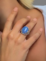 Les Petites Précieuses Srebrny pierścionek z kamieniami szlachetnymi rozmiar: 54. Niebieskie pierścionki Les Petites Précieuses, z cyrkonią, srebrne. Za 407.53 zł.