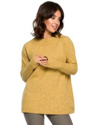 Be Wear Sweter w kolorze żółtym rozmiar: onesize. Żółte swetry Be Wear, bez wzorów, z wełny, bez ramiączek. Za 205.95 zł.