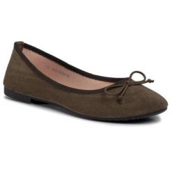BASSANO WS16ZH15 Khaki. Brązowe baleriny Bassano, bez wzorów, z materiału, bez obcasa. Za 39.99 zł.