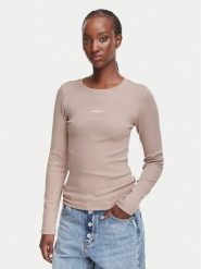 Guess Jeans Bluzka W6YP14 K3821 Beżowy Slim Fit. Brązowe bluzki Guess Jeans, xl, z aplikacjami, z bawełny, bez kołnierzyka, bez ramiączek. Za 169.99 zł.