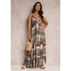 Zielona Sukienka Grehan. Zielone sukienki Renee, l, z aplikacjami, boho, bez kołnierzyka, bez ramiączek, maxi, kopertowe. Za 74.99 zł.