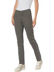Heine Dżinsy - Slim fit - w kolorze khaki rozmiar: 44. Brązowe jeansy Heine, z aplikacjami, z podwyższonym stanem. Za 61.60 zł.