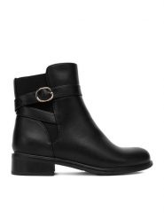 DeeZee Botki HX20207-287 Czarny. Czarne botki DeeZee, bez wzorów, z materiału, bez obcasa, na płaskiej podeszwie, bez zapięcia. Za 179.99 zł.