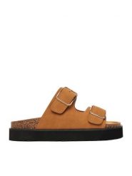 DeeZee Klapki CEO-LB-P2181 Brązowy. Brązowe klapki DeeZee, bez wzorów, ze skóry, bez obcasa. Za 129.99 zł.