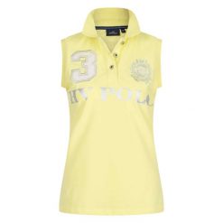 Damskie jeździeckie polo bez rękawów HV Polo Favouritas. Żółte koszulki polo HV POLO, s, z aplikacjami, z bawełny, bez kołnierzyka, bez ramiączek. Za 277.50 zł.