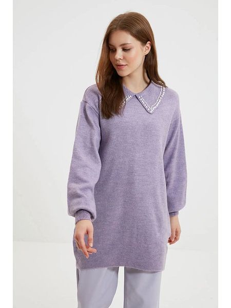 Trendyol Sweter w kolorze lawendowym rozmiar: onesize. Różowe swetry Trendyol, bez wzorów, bez ramiączek. Za 98.95 zł.