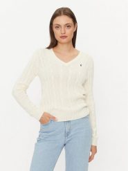 Polo Ralph Lauren Sweter 211891641009 Écru Regular Fit. Swetry Polo Ralph Lauren, xl, bez wzorów, z bawełny, bez ramiączek. Za 459.99 zł.