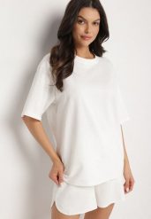 Biały Bawełniany Klasyczny T-shirt Merovira. Białe t-shirty Born2be, bez wzorów, z bawełny, bez kołnierzyka, bez ramiączek. Za 44.99 zł.