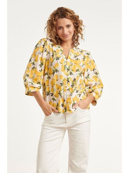 Smashed Lemon Bluzka w kolorze żółto-kremowym rozmiar: XL. Brązowe bluzki Smashed Lemon, s, bez wzorów, z wiskozy, bez kołnierzyka, bez ramiączek. Za 81.95 zł.