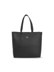 Tommy Hilfiger Torebka Th Soft Tote AW0AW15527 Czarny. Czarne shopper TOMMY HILFIGER, bez wzorów, ze skóry, bez dodatków. Za 519.99 zł.