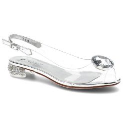 Sandały damskie Scaviola, z transparentnego tworzywa i skóry ekologicznej zapinane na klamerkę i z dekoracyjnym kryształem, srebrne, G-15. Szare sandały Sca'viola, z aplikacjami, ze skóry ekologicznej, bez obcasa, na obcasie, bez zapięcia. Za 299.00 zł.