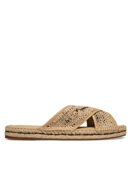 Tommy Hilfiger Klapki Raffia TH FW0FW09139 Beżowy. Brązowe klapki TOMMY HILFIGER, bez wzorów, z materiału, bez obcasa. Za 218.99 zł.