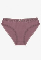 Fioletowe Bawełniane Majtki Typu Figi z Koronką i Kokardą Zeteria. Fioletowe figi Born2be, l, bez wzorów, z bawełny. Za 9.99 zł.
