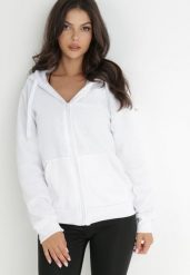 Biała Bluza z Kapturem Sithi. Białe bluzy Born2be, l, bez wzorów, z jeansu, z kapturem. Za 49.99 zł.