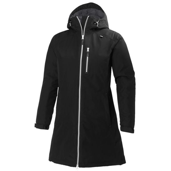 Damski długi płaszcz zimowy Helly Hansen Belfast. Czarne płaszcze Helly Hansen, na zimę, xs, bez wzorów, z materiału, bez kaptura. Za 819.45 zł.