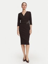 Rinascimento Sukienka koktajlowa CFC0131143003 Brązowy ciemny Regular Fit. Brązowe sukienki Rinascimento, xs, bez wzorów, z syntetyku, wizytowe, bez kołnierzyka, bez ramiączek. Za 714.99 zł.