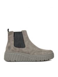 Rieker Botki CEO-N2553-40 Szary. Szare botki Rieker, bez wzorów, z materiału, bez obcasa, na płaskiej podeszwie, bez zapięcia. Za 369.99 zł.