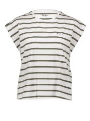 Pepe Jeans Koszulka w kolorze biało-oliwkowym rozmiar: M. Białe bluzki Pepe Jeans, m, bez wzorów, z bawełny, bez kołnierzyka, bez ramiączek. Za 78.95 zł.