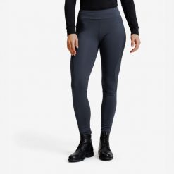 Legginsy jeździeckie damskie ciepłe z silikonowym lejem szare. Szare legginsy FOUGANZA, m, bez wzorów, z materiału, z podwyższonym stanem, długie. Za 179.99 zł.