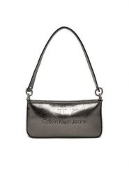 Calvin Klein Jeans Torebka Sculpted Shoulder K60K612732 Srebrny. Szare torebki klasyczne Calvin Klein Jeans, bez wzorów, z jeansu, bez dodatków. Za 419.99 zł.