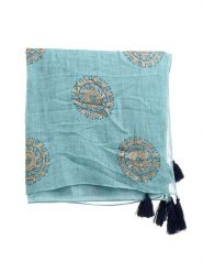 BLE Szal w kolorze turkusowym - 90 x 90 cm rozmiar: onesize. Niebieskie szaliki BLE, z aplikacjami, z bawełny. Za 38.95 zł.