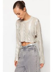 Trendyol Sweter w kolorze srebrno-szarym rozmiar: S. Szare swetry Trendyol, s, bez wzorów, bez ramiączek. Za 74.11 zł.