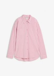 Koszula oversize z bawełnianej popeliny. Czerwone koszule bonprix, bez wzorów, z bawełny, bez kołnierzyka, bez ramiączek. Za 124.99 zł.