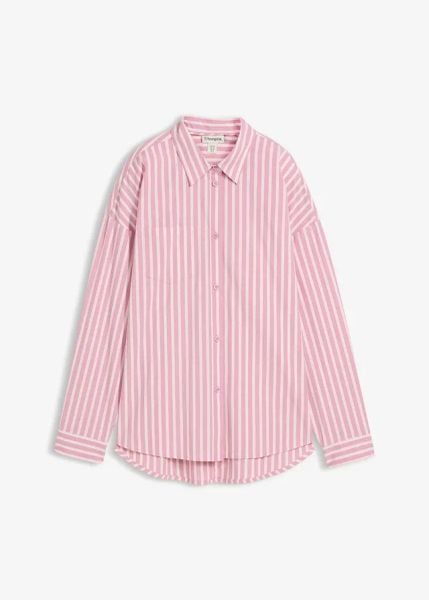 Koszula oversize z bawełnianej popeliny. Czerwone koszule bonprix, bez wzorów, z bawełny, bez kołnierzyka, bez ramiączek. Za 119.99 zł.