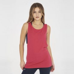 Top na siłownię damski NISHER ciemnoróżowy. Brązowe koszulki sportowe LEGEA, bez wzorów, z bawełny, bez ramiączek, na fitness i siłownię. Za 52.00 zł.