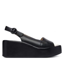 Sandały HÖGL. Czarne sandały Högl, bez wzorów, bez obcasa, na koturnie, bez zapięcia. Za 679.99 zł.