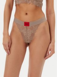 HUGO Stringi 50535036 Beżowy. Brązowe stringi Hugo, bez wzorów, z syntetyku. Za 69.99 zł.