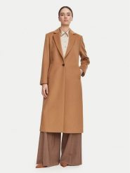 Marella Płaszcz wełniany Pavido 2623016031 Brązowy Loose Fit. Brązowe płaszcze Marella, na zimę, bez wzorów, z wełny, bez kaptura. Za 3,109.00 zł.