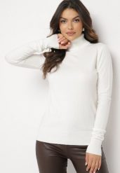 Biały Golf Sweter z Wiskozą i Kaszmirem Zailaya. Białe golfy Born2be, bez wzorów, z jeansu, bez ramiączek. Za 44.99 zł.