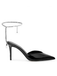 Eva Minge Sandały Florencia-323-101-2 Czarny. Czarne sandały Eva Minge, bez wzorów, z lakierowanej skóry, bez obcasa, na szpilce, bez zapięcia. Za 399.99 zł.