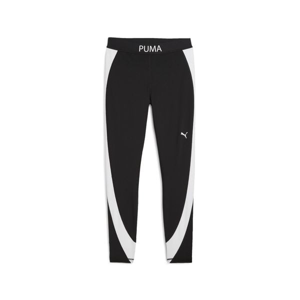 Damskie legginsy z wysokim stanem i blokami kolorów o długości 7/8 PUMA STRONG. Czarne legginsy Puma, bez wzorów, z podwyższonym stanem, do biegania. Za 205.15 zł.
