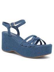 Jenny Fairy Sandały RABBY KL E2206-100 Niebieski. Niebieskie sandały Jenny Fairy, bez wzorów, z materiału, bez obcasa, na koturnie, bez zapięcia. Za 139.99 zł.