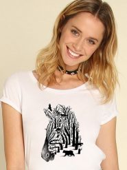 WOOOP Koszulka "Zebra" w kolorze białym rozmiar: L. Białe bluzki Wooop, l, bez wzorów, bez kołnierzyka, bez ramiączek. Za 70.74 zł.