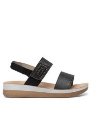 Inblu Sandały FT000017 Czarny. Czarne sandały Inblu, bez wzorów, z syntetyku, bez obcasa, na płaskiej podeszwie, bez zapięcia. Za 119.99 zł.