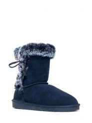 NICEBAY Skórzane botki zimowe "Bllisa" w kolorze granatowym rozmiar: 39. Niebieskie botki NICEBAY, na zimę, bez wzorów, z materiału, bez obcasa, bez zapięcia. Za 246.53 zł.