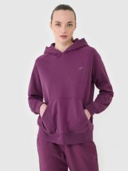 4F Bluza dresowa nierozpinana z kapturem damska - fioletowa XXL. Fioletowe bluzy 4f, xs, bez wzorów, z bawełny, z kapturem. W wyprzedaży za 99.99 zł.