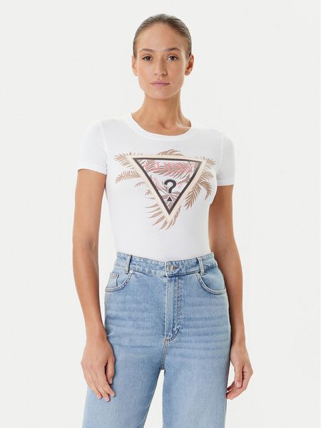 Guess T-Shirt W5YI13 J1314 Biały Regular Fit. Białe t-shirty Guess, xs, z aplikacjami, z bawełny, bez kołnierzyka, bez ramiączek. Za 109.99 zł.