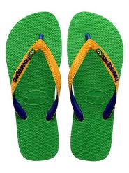 Havaianas Japonki "Brasil Mix" w kolorze żółto-zielonym rozmiar: 37/38. Zielone klapki Havaianas, bez wzorów, z tworzywa sztucznego, z otwartym noskiem, bez obcasa. Za 83.45 zł.