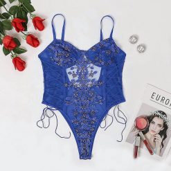 Body z haftem transparentne eleganckie Marice. Niebieskie body Intica, s, bez wzorów. W wyprzedaży za 119.00 zł.