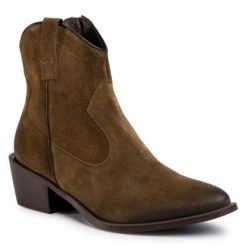Gino Rossi SAORI-01 Khaki. Brązowe botki Gino Rossi, bez wzorów, ze skóry, bez obcasa, bez zapięcia. Za 379.99 zł.